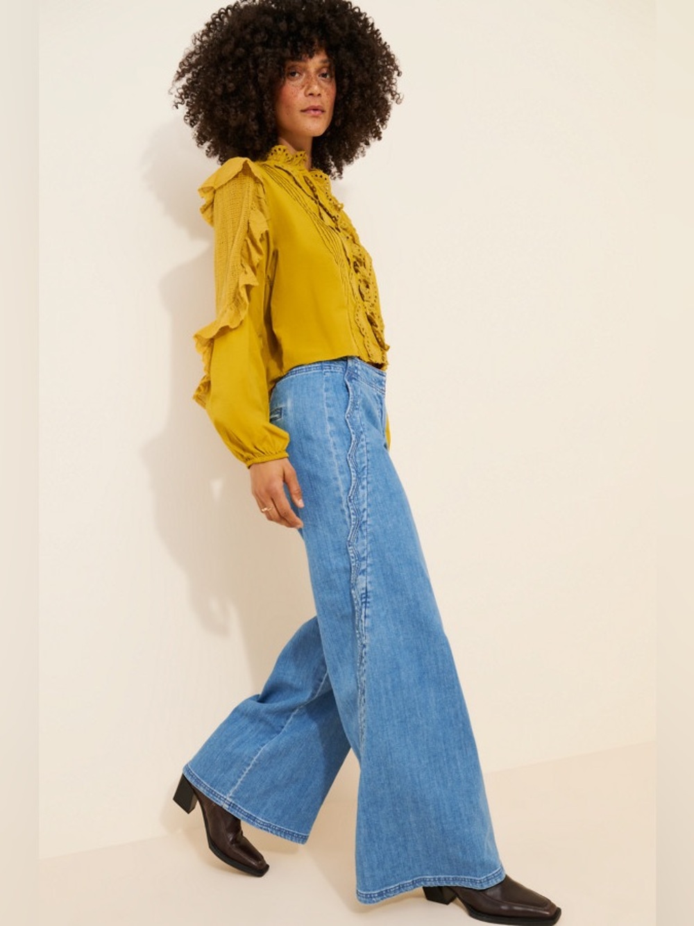 NWT Size 32 -Maeve Scallop-Edge High-Rise Wide-Leg Jeans (NWT US$ 168)